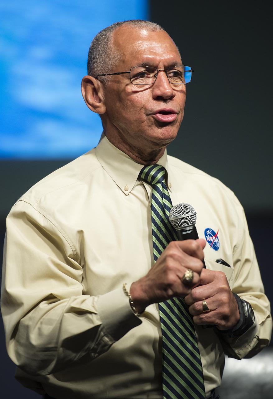 NASA Administrator Charles Bolden speaks to students from Mapletown Jr/Sr High School and Margaret Bell Middle School during the NASA Hubble Space Telescope (HST) Research Project Capstone Event in the James E. Webb Auditorium at NASA Headquarters on Monday, May 5, 2014. Administrator Bolden spoke about his involvement with the Hubble Space Telescope and took questions from the students. Photo Credit: (NASA/Joel Kowsky)