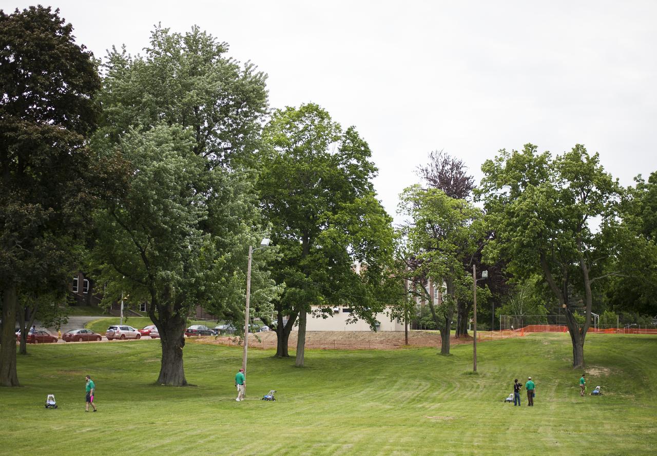 All four of team KuuKulgur's robots are seen as they attempt the level one challenge during the 2014 NASA Centennial Challenges Sample Return Robot Challenge, Wednesday, June 11, 2014, at the Worcester Polytechnic Institute (WPI) in Worcester, Mass.   Eighteen teams are competing for a $1.5 million NASA prize purse. Teams will be required to demonstrate autonomous robots that can locate and collect samples from a wide and varied terrain, operating without human control. The objective of this NASA-WPI Centennial Challenge is to encourage innovations in autonomous navigation and robotics technologies. Innovations stemming from the challenge may improve NASA's capability to explore a variety of destinations in space, as well as enhance the nation's robotic technology for use in industries and applications on Earth. Photo Credit: (NASA/Joel Kowsky)