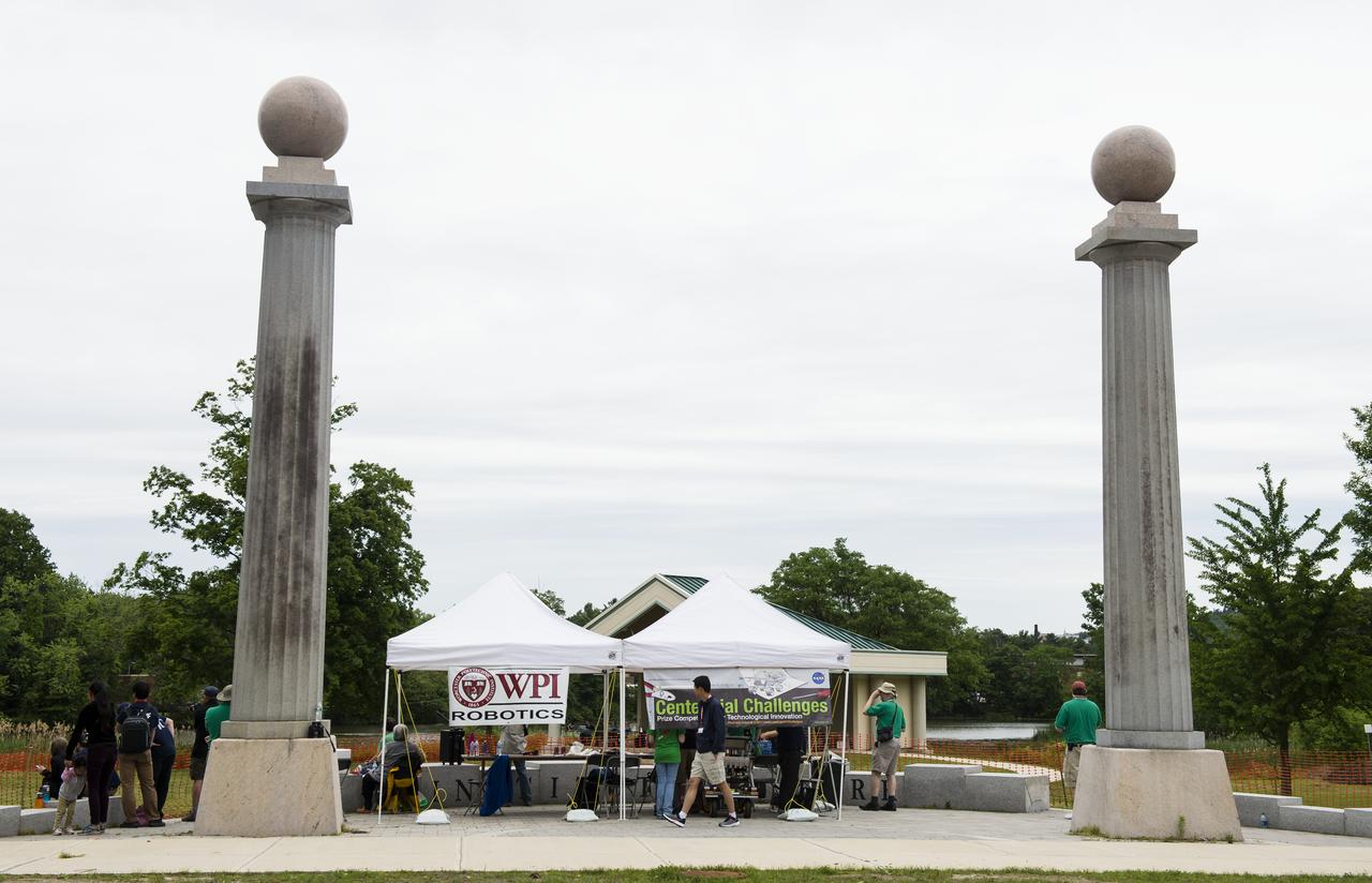 The entrance to Institute Park is seen during the level one challenge as during the 2014 NASA Centennial Challenges Sample Return Robot Challenge, Wednesday, June 11, 2014, at the Worcester Polytechnic Institute (WPI) in Worcester, Mass.   Eighteen teams are competing for a $1.5 million NASA prize purse. Teams will be required to demonstrate autonomous robots that can locate and collect samples from a wide and varied terrain, operating without human control. The objective of this NASA-WPI Centennial Challenge is to encourage innovations in autonomous navigation and robotics technologies. Innovations stemming from the challenge may improve NASA's capability to explore a variety of destinations in space, as well as enhance the nation's robotic technology for use in industries and applications on Earth. Photo Credit: (NASA/Joel Kowsky)