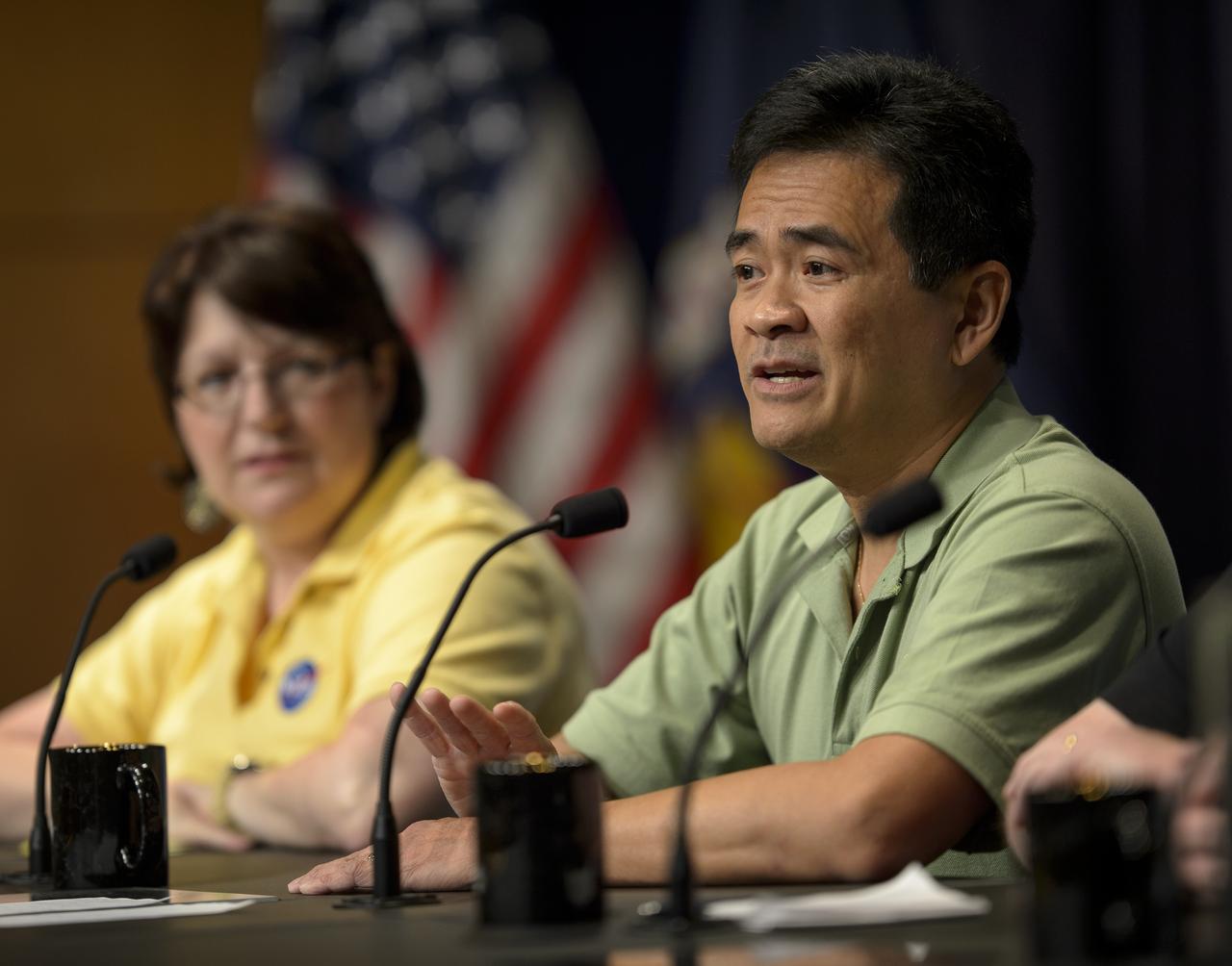 Ralph Basilio, OCO-2 project manager with NASA’s Jet Propulsion Laboratory (JPL) in Pasadena, California discusses the Orbiting Carbon Observatory-2 (OCO-2), NASA’s first spacecraft dedicated to studying carbon dioxide, during a press briefing, Thursday, June 12, 2014, at NASA Headquarters in Washington. OCO-2 is set for a July 1, 2014 launch from Vandenberg Air Force Base in California. Its mission is to measure the global distribution of carbon dioxide, the leading human-produced greenhouse gas driving changes in Earth’s climate.  Photo Credit: (NASA/Bill Ingalls)