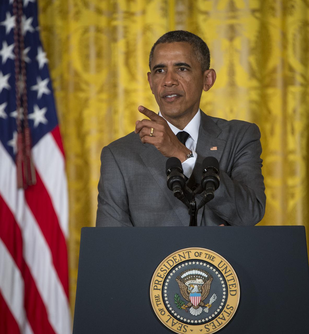 President Barack Obama delivers his remarks at the first ever White House Maker Faire, which brings together students, entrepreneurs, and everyday citizens who are using new tools and techniques to launch new businesses, learn vital skills in science, technology, engineering, and math (STEM), and fuel the renaissance in American manufacturing, at the White House, Wednesday, June 18, 2014 in Washington.  The President announced new steps the Administration and its partners are taking to support the ability of more Americans, young and old, to have to access to these tools and techniques and brings their ideas to life. Photo Credit: (NASA/Bill Ingalls)