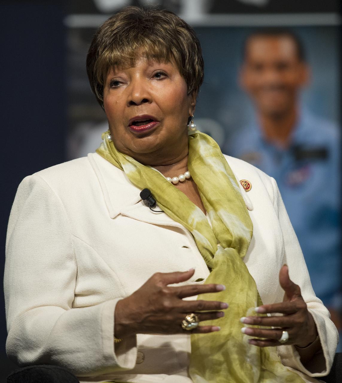 U.S. Representative Eddie Bernice Johnson, of Texas, speaks as part of a panel discussion at an event celebrating the 50th Anniversary of the Civil Rights Act of 1964 on Monday, June 23, 2014 in the James E. Webb Auditorium at NASA Headquarters in Washington, DC.  The event highlighted the influence of the Civil Rights Act on NASA.  Photo Credit: (NASA/Joel Kowsky)