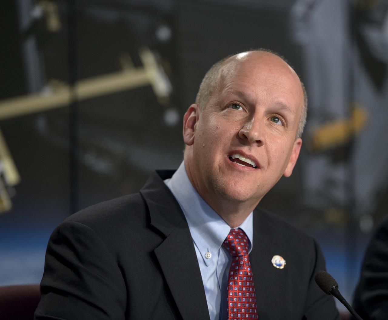 Tim Dunn, NASA launch director, Kennedy Space Center, discusses the Orbiting Carbon Observatory-2 (OCO-2), NASA’s first spacecraft dedicated to studying carbon dioxide, during a press briefing, Sunday, June 29, 2014, at the Vandenberg Air Force Base, Calif. OCO-2 will measure the global distribution of carbon dioxide, the leading human-produced greenhouse gas driving changes in Earth’s climate. OCO-2 is set to launch on July 1, 2014 at 2:59 a.m. PDT. Photo Credit: (NASA/Bill Ingalls)