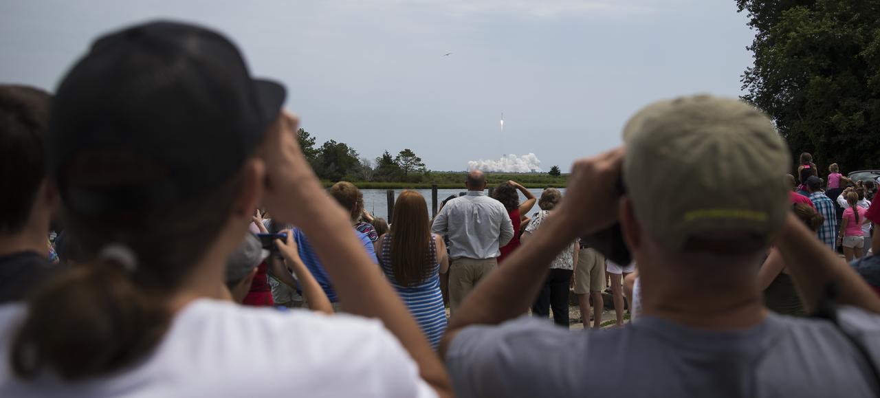 The Orbital Sciences Corporation Antares rocket launches from Pad-0A with the Cygnus spacecraft onboard, Sunday, July 13, 2014 at NASA's Wallops Flight Facility in Virginia.  The Cygnus spacecraft is filled with over 3,000 pounds of supplies for the International Space Station, including science experiments, experiment hardware, spare parts, and crew provisions.  The Oribital-2 mission is Orbital Sciences' second contracted cargo delivery flight to the space station for NASA.  Photo Credit: (NASA/Joel Kowsky)