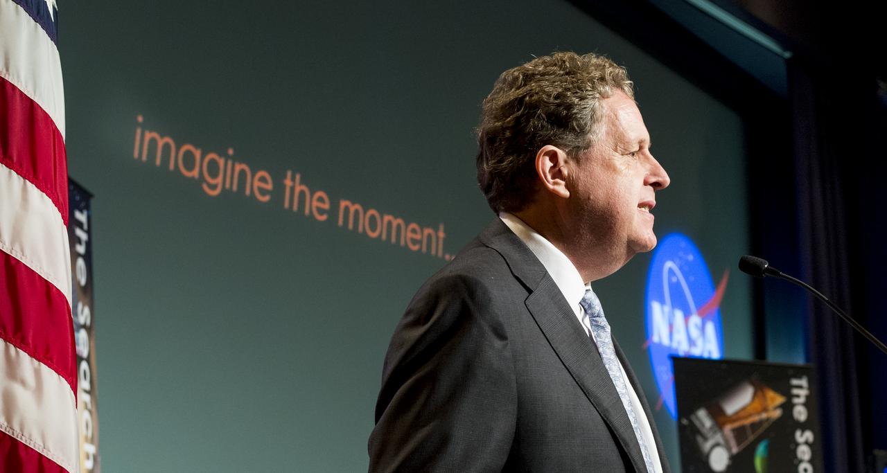 Matt Mountain, Director of the Space Telescope Science Institute and telescope scientist for the James Webb Space Telescope, speaks during a panel discussion on the search for life beyond Earth in the James E. Webb Auditorium at NASA Headquarters on Monday, July 14, 2014 in Washington, DC. The panel discussed how NASA's space-based observatories are making new discoveries and how the agency's new telescope, the James Webb Space Telescope, will continue this path of discovery after its schedule launch in 2018.   Photo Credit: (NASA/Joel Kowsky)