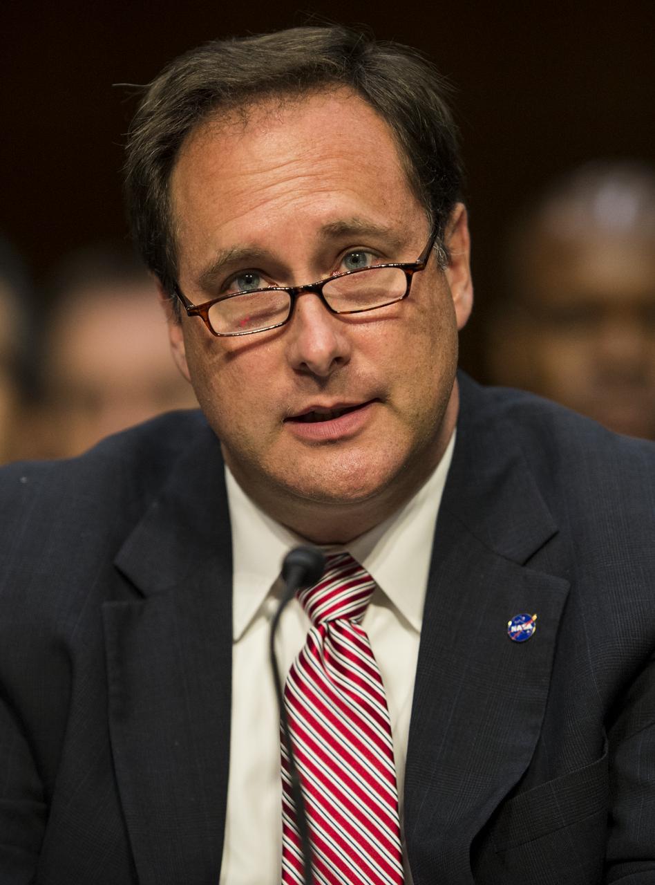 Robert Lightfoot, NASA Associate Administrator, delivers his opening statement during a hearing in front of the Senate Subcommittee on Strategic Forces and Senate Committee on Commerce, Science, and Transportation on Wednesday, July 16, 2014, at the Hart Senate Office Building in Washington, DC. The Senate hearing focused on assured access to space.