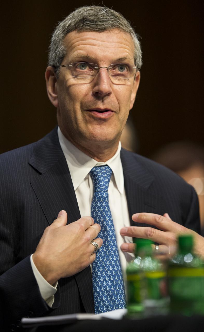 The Hon. Alan Estevez, Principle Deputy Under Secretary of Defense for Acquision, TEchnology, and Logitics, answers a question during testimony in front of the Senate Subcommittee on Strategic Forces and Senate Committee on Commerce, Science, and Transportation on Wednesday, July 16, 2014, at the Hart Senate Office Building in Washington, DC. The Senate hearing focused on assured access to space.