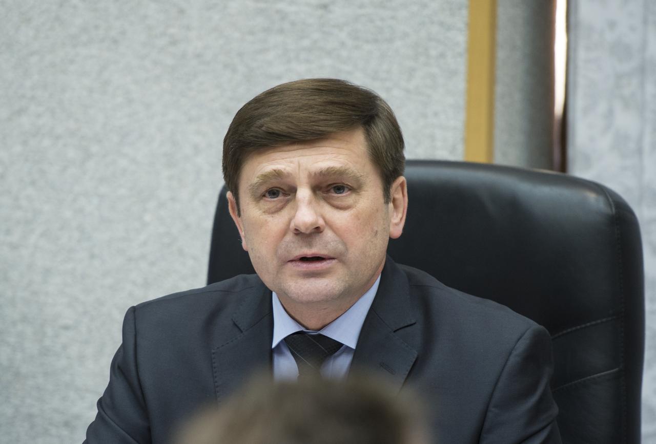 Oleg Ostapenko, General Director of the Russian Federal Space Agency (Roscosmos), makes remarks during the State Commission meeting to approve the Soyuz launch of Expedition 42 to the International Space Station, Saturday, Nov. 22, 2014, at the Cosmonaut Hotel in Baikonur, Kazakhstan. Launch of the Soyuz rocket is scheduled for Nov. 24 and will carry Expedition 42 Soyuz Commander Anton Shkaplerov of the Russian Federal Space Agency (Roscosmos), Flight Engineer Terry Virts of NASA , and Flight Engineer Samantha Cristoforetti of the European Space Agency into orbit to begin their five and a half month mission on the International Space Station. Photo Credit: (NASA/Aubrey Gemignani)