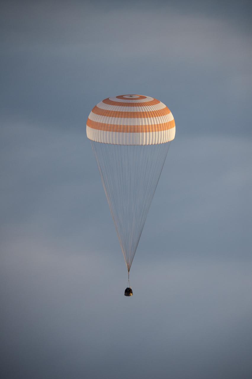 The Soyuz TMA-14M spacecraft is seen as it lands with Expedition 42 commander Barry Wilmore of NASA, Alexander Samokutyaev of the Russian Federal Space Agency (Roscosmos) and Elena Serova of Roscosmos near the town of Zhezkazgan, Kazakhstan on Thursday, March 12, 2015. NASA Astronaut Wilmore, Russian Cosmonauts Samokutyaev and Serova are returning after almost six months onboard the International Space Station where they served as members of the Expedition 41 and 42 crews. Photo Credit: (NASA/Bill Ingalls)