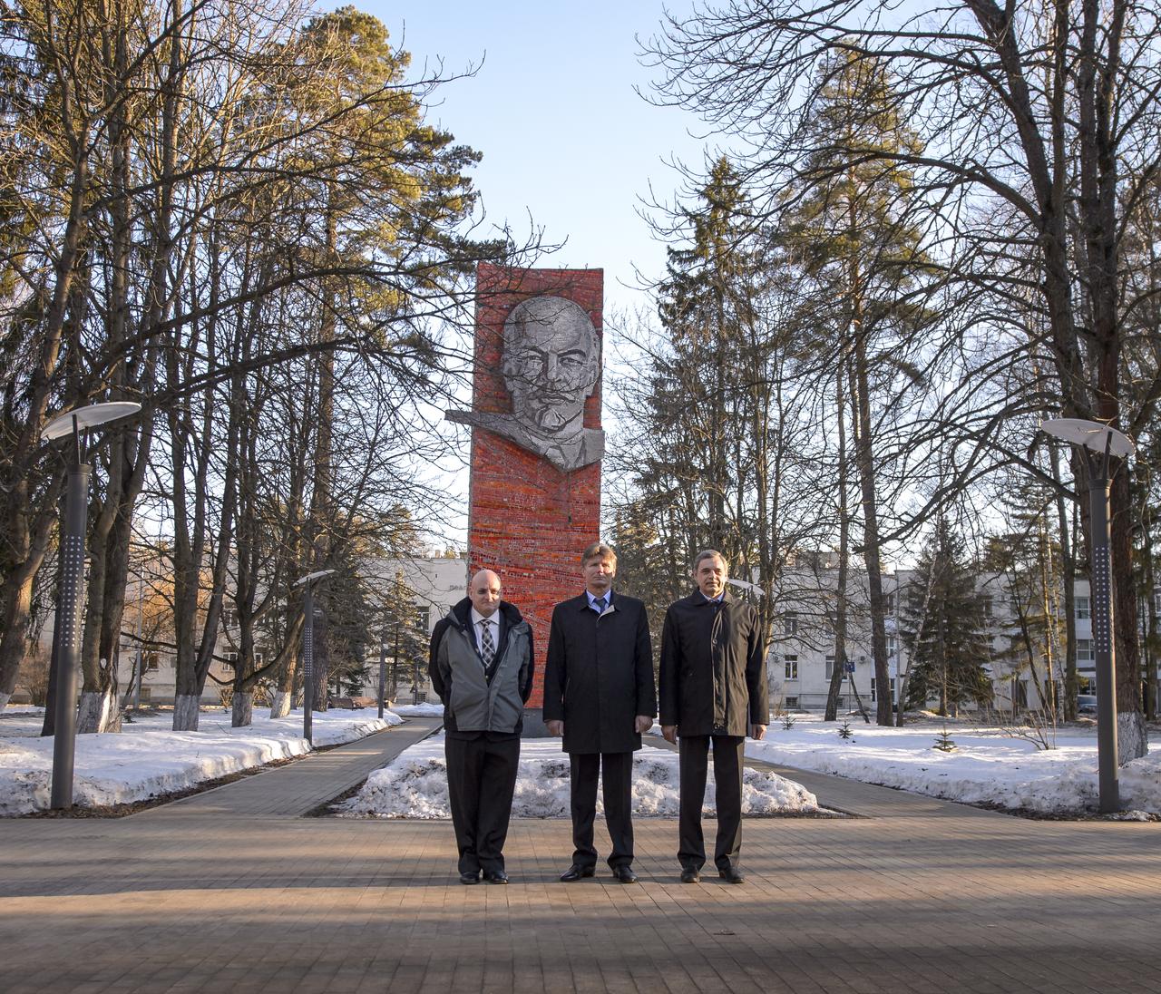 Expedition 43 NASA Astronaut Scott Kelly, left, and Russian Cosmonauts Gennady Padalka, center, and Mikhail Kornienko of the Russian Federal Space Agency (Roscosmos) pose for a photo prior to departing the Gagarin Cosmonaut Training Center (GCTC) in Star City, Russia, for Baikonur, Kazakhstan, Saturday, March 14, 2015. The trio are preparing for launch to the International Space Station in their Soyuz TMA-16M spacecraft from the Baikonur Cosmodrome in Kazakhstan March 28, Kazakh time. As the one-year crew, Kelly and Kornienko will return to Earth on Soyuz TMA-18M in March 2016. Photo Credit: (NASA/Bill Ingalls)