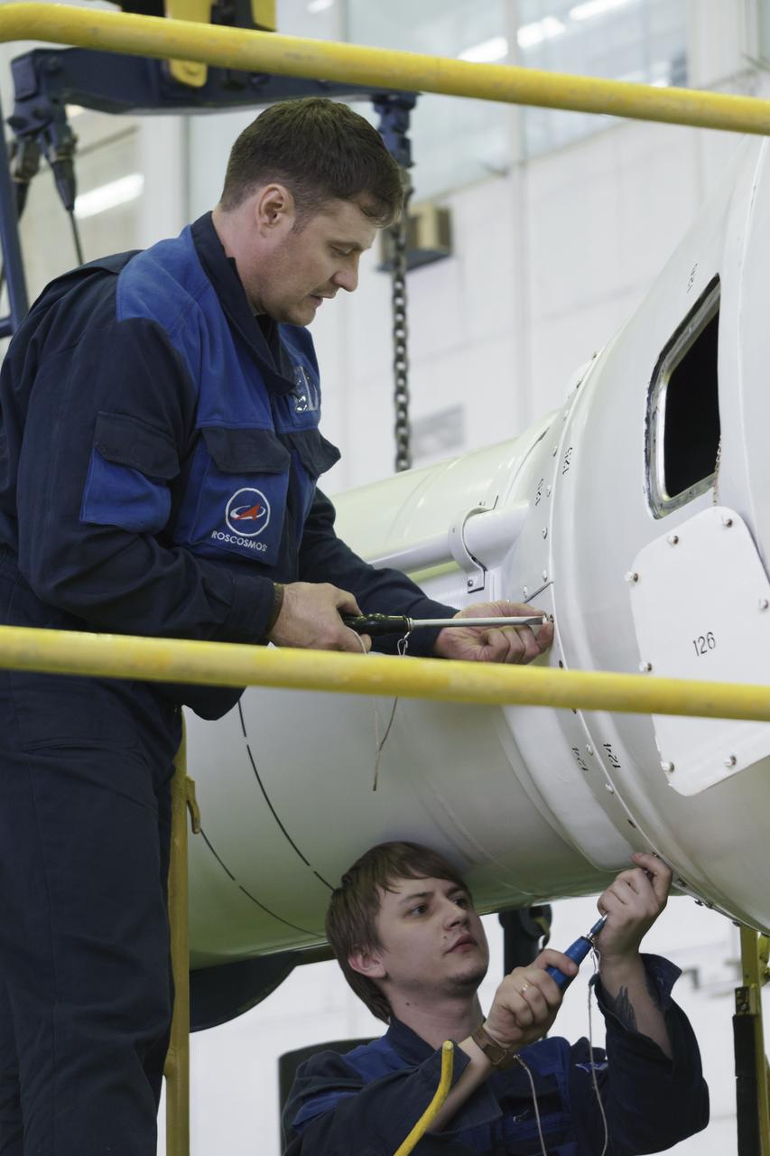 The Soyuz rocket and Soyuz TMA-16M spacecraft are assembled at Building 112 on the Baikonur Cosmodrome on Tuesday, March 24, 2015 in Baikonur, Kazakhstan. NASA Astronaut Scott Kelly, and Russian Cosmonauts Mikhail Kornienko, and Gennady Padalka of the Russian Federal Space Agency (Roscosmos) are scheduled to launch to the International Space Station in the Soyuz TMA-16M spacecraft from the Baikonur Cosmodrome in Kazakhstan March 28, Kazakh time (March 27 Eastern time.) As the one-year crew, Kelly and Kornienko will return to Earth on Soyuz TMA-18M in March 2016. Photo Credit: (NASA/Victor Zelentsov)