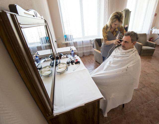 NASA image: Expedition 43 Crew Haircuts