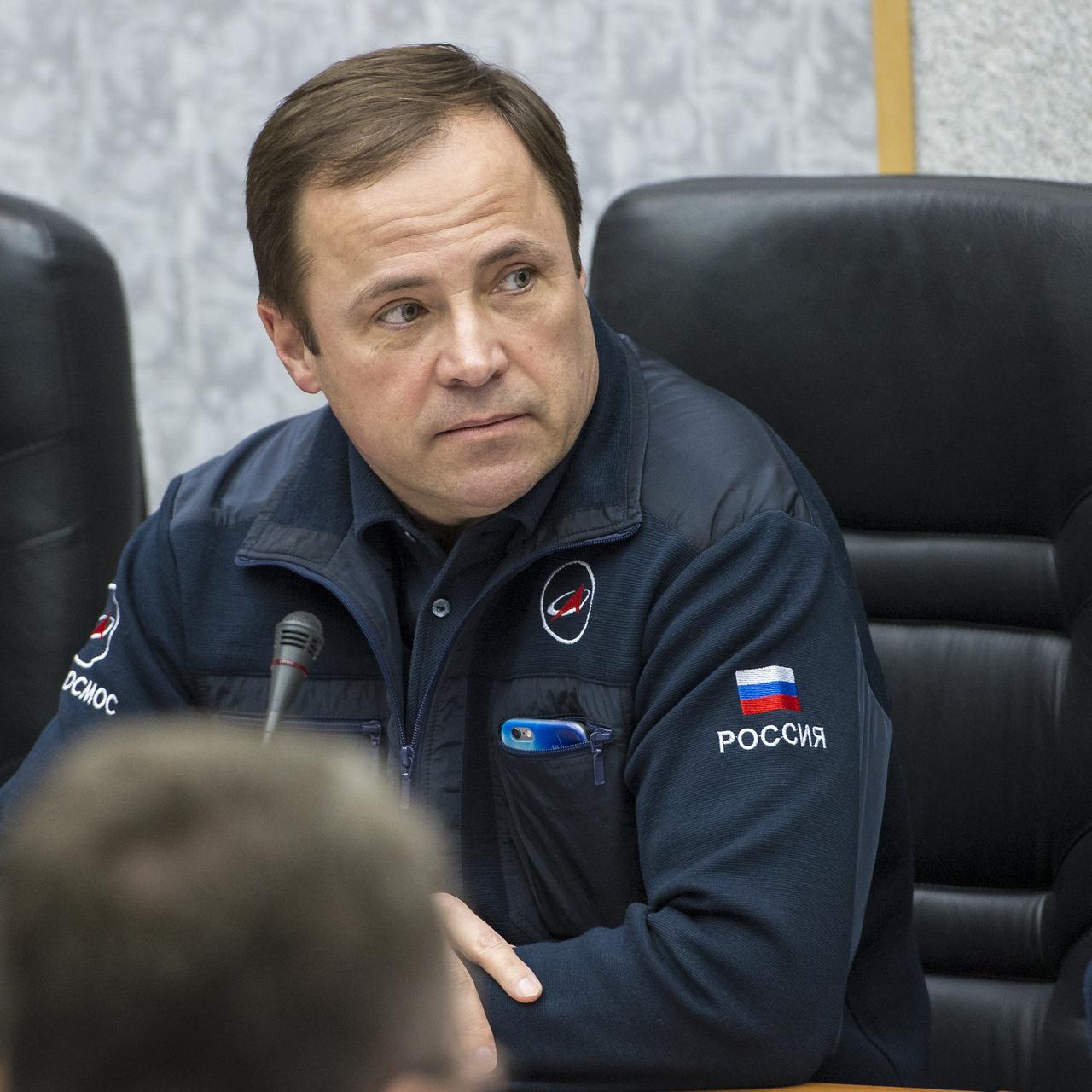 Head of Russian Federal Space Agency (Roscosmos) Igor Komarov is seen during the State Commission meeting to approve the Soyuz launch of Expedition 43 to the International Space Station, Thursday, March 26, 2015, at the Cosmonaut Hotel in Baikonur, Kazakhstan. NASA Astronaut Scott Kelly, and Russian Cosmonauts Mikhail Kornienko, and Gennady Padalka of the Russian Federal Space Agency (Roscosmos) launched to the International Space Station in the Soyuz TMA-16M spacecraft from the Baikonur Cosmodrome in Kazakhstan March 28, Kazakh time (March 27 Eastern time.) As the one-year crew, Kelly and Kornienko will return to Earth on Soyuz TMA-18M in March 2016.  Photo Credit (NASA/Bill Ingalls)