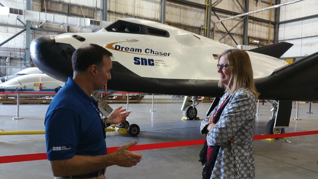 NASA Acting Deputy Chief Technologist Vicki Crisp discusses Sierra Nevada Corporation’s Dream Chaser captive carry flight and future tests with former Astronaut Lee "Bru" Archambault, who is now a test pilot for the American company. The Dream Chaser completed a successful captive carry flight at NASA’s Armstrong Flight Research Center at Edwards, California, on Aug. 30, 2017.