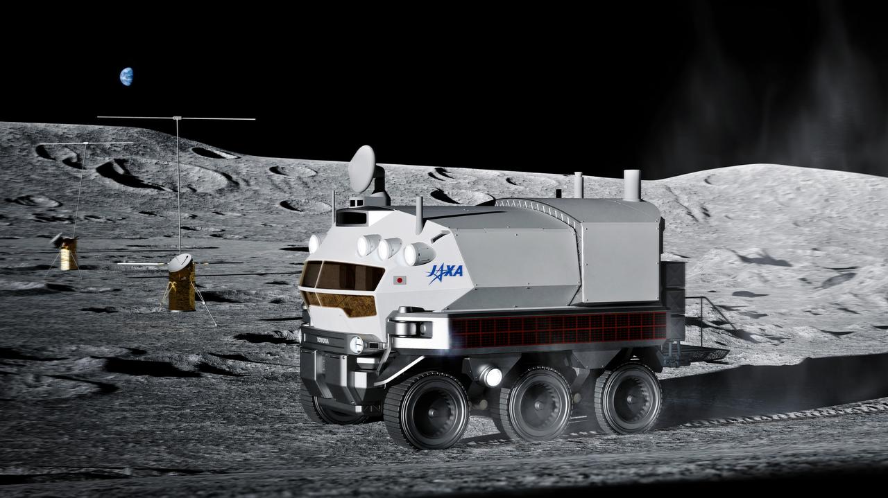 A concept image of a pressurized rover on the surface of the Moon. Image Credit: JAXA/Toyota 
