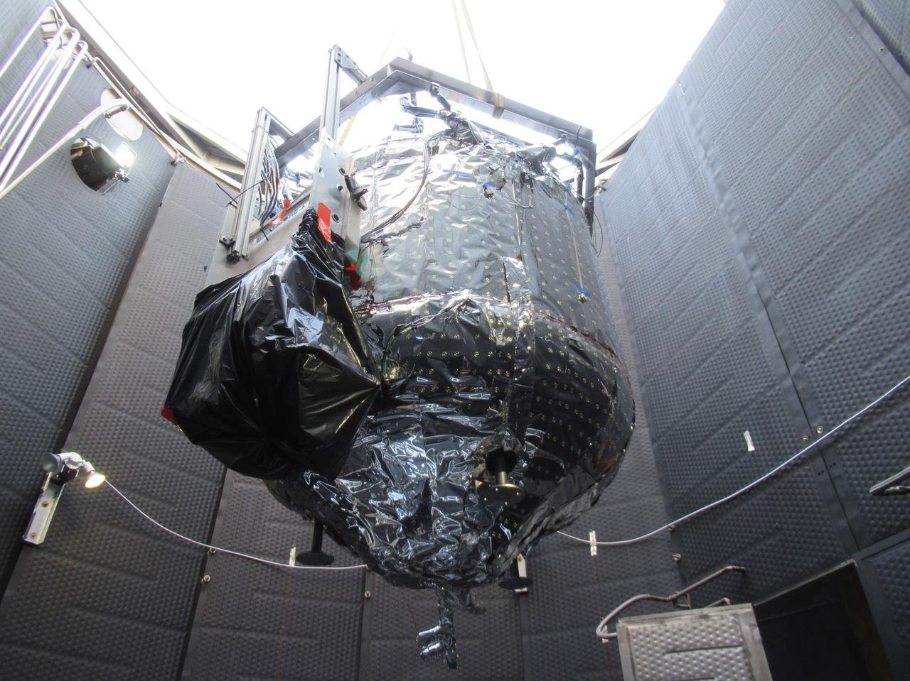 These photos show how teams at NASA’s Marshall Space Flight Center in Huntsville, Alabama, are testing an innovative approach to achieve zero boiloff storage of liquid hydrogen using two stages of active cooling, which could prevent the loss of valuable propellant during future long-duration spaceflight missions. Test teams installed the propellant tank in Test Stand 300 at NASA Marshall in early June, and the 90-day test campaign is scheduled to conclude in September. The tank is wrapped in a multi-layer insulation blanket that includes a thin aluminum heat shield fitted between layers. A second set of tubes, carrying helium at about minus 298 Fahrenheit, is integrated into the shield. This intermediate cooling layer intercepts and rejects incoming heat before it reaching the tank, easing the heat load on the tube-on-tank system. The Cryogenic Fluid Management Portfolio Project is a cross-agency team based at NASA Marshall and the agency’s Glenn Research Center in Cleveland. The cryogenic portfolio’s work is under NASA’s Technology Demonstration Missions Program, part of NASA’s Space Technology Mission Directorate, and is comprised of more than 20 individual technology development activities. For more information, contact NASA Marshall’s Office of Communications at 256-544-0034.  