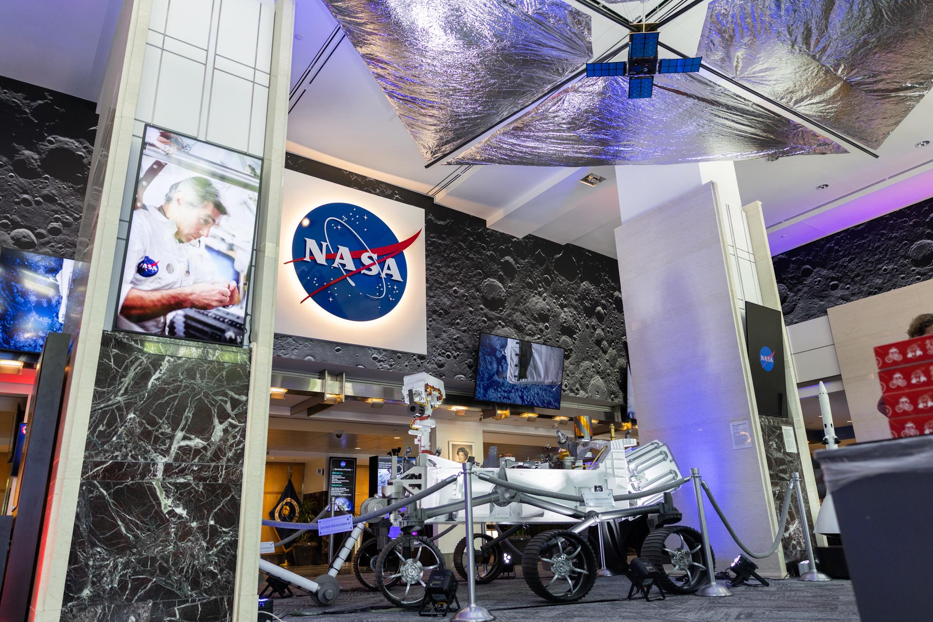 NASA Headquarters redesign featuring artifacts, interactive exhibits, replica mars rover, and donut shop at NASA Headquarters in Washington, DC. Photo Credit: (NASA/Tiffany Coutris)