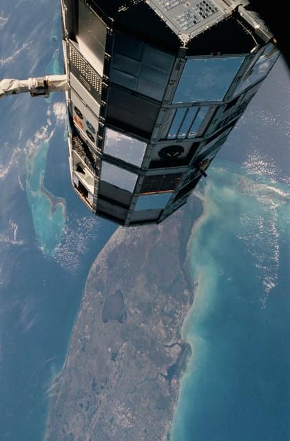 NASA image: The LDEF is placed in orbit by the shuttle Challenger crew