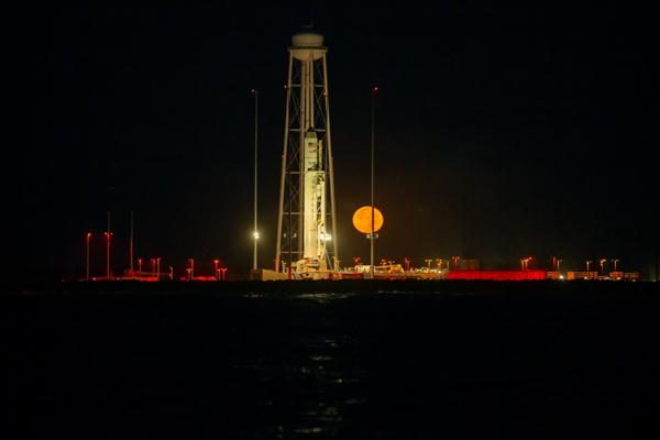 A Northrop Grumman Antares rocket, with the company’s Cygnus spacecraft onboard, launches at 9:16 p.m. EDT, Friday, October 2, 2020, from the Mid Atlantic Regional Spaceport’s Pad-0A, at NASA's Wallops Flight Facility in Virginia. Northrop Grumman's 14th contracted cargo resupply mission for NASA to the International Space Station is carrying nearly 8,000 pounds of science and research, crew supplies and vehicle hardware to the orbital laboratory and its crew. Photo Credit: (NASA/Patrick Black)