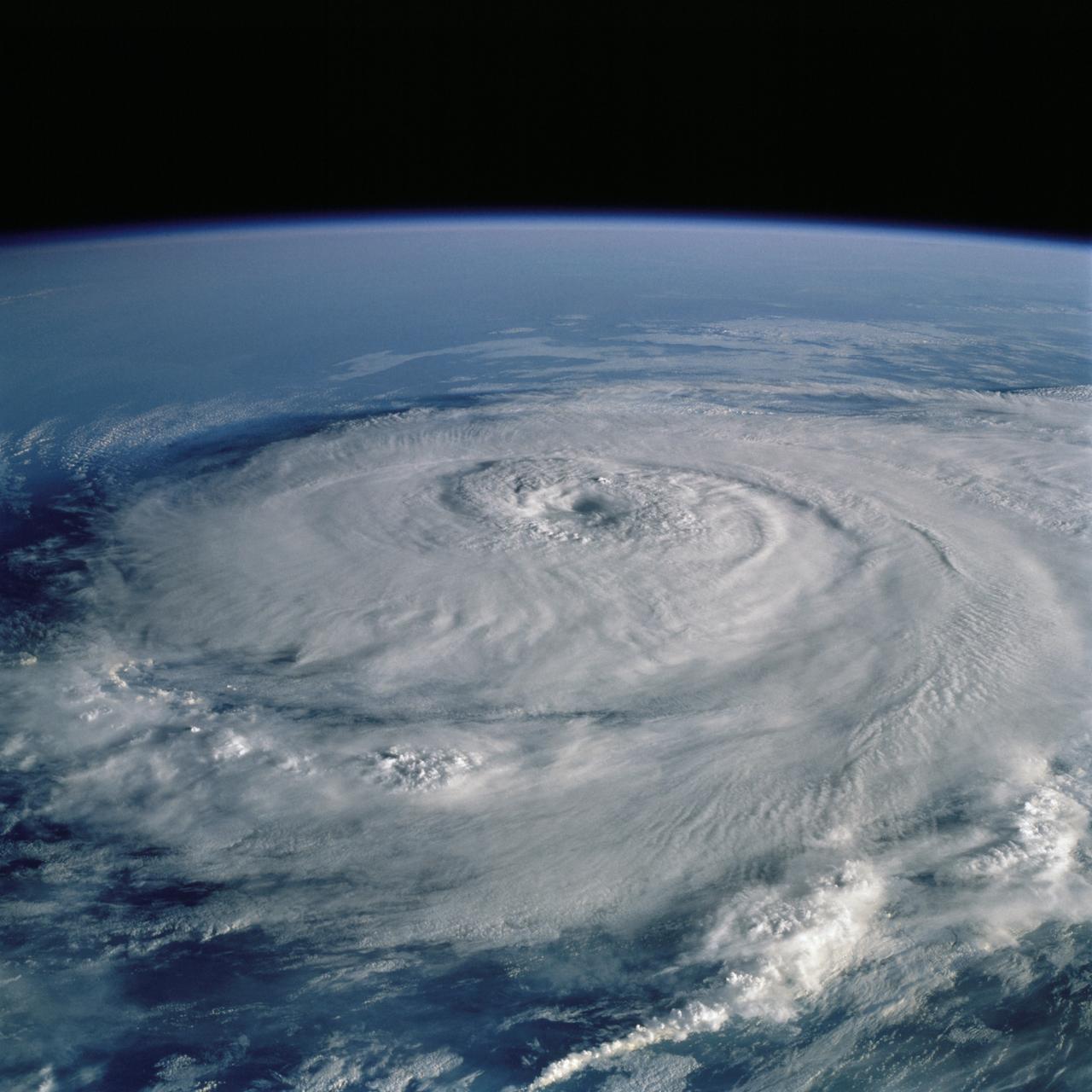 51I-44-052 (2 Sept. 1985) --- An oblique view of Hurricane Elena, photographed with a 70mm camera by STS-51I crew members of the space shuttle Discovery on Sept. 2, 1985. Photo credit: NASA