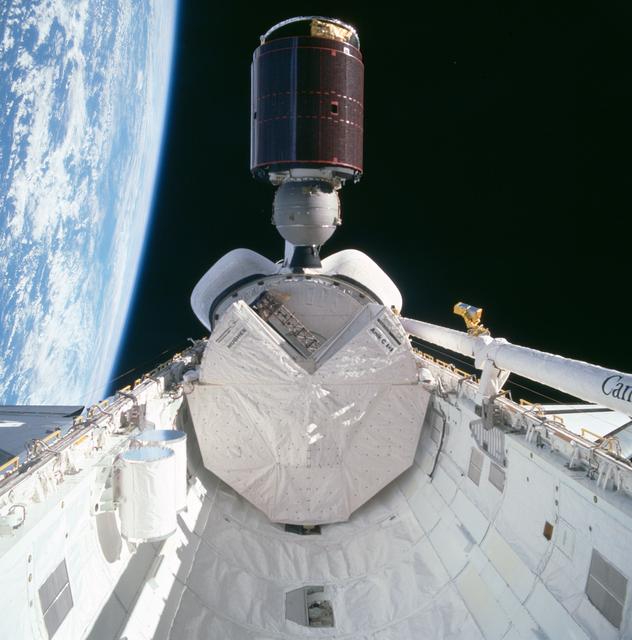 NASA image: Deployment of the Telesat-I (Anik C-1) on first day of STS 51-D mission