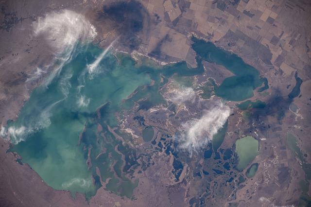 NASA image: Lake Tengiz in Kazakhstan