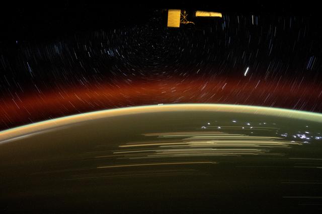 NASA image: Star trails glitter above Earth's atmosphere