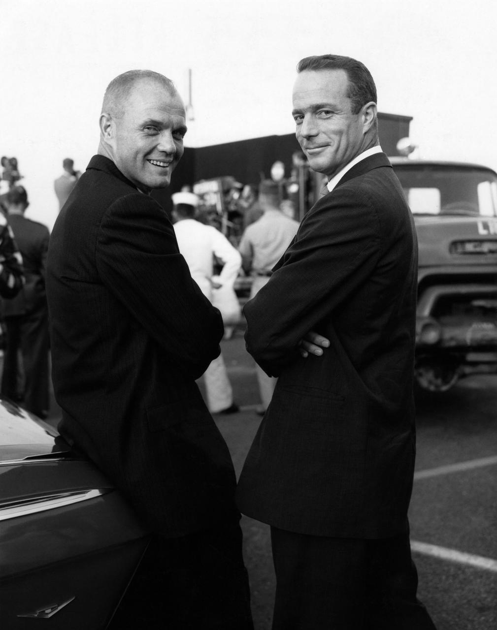 CAPE CANAVERAL, Fla. -- John Glenn and Scott Carpenter, designated the prime pilot and backup respectively for the first U.S. manned orbital spaceflight. Photo credit: NASA