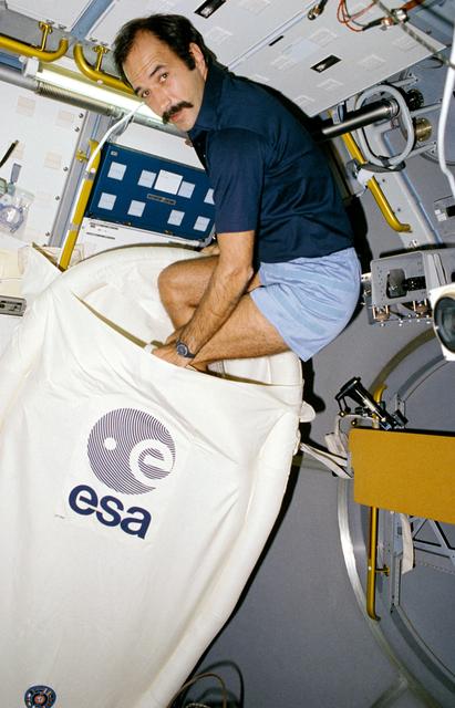 NASA image: Payload specialist Wubbo Ockels in new sleeping restraint