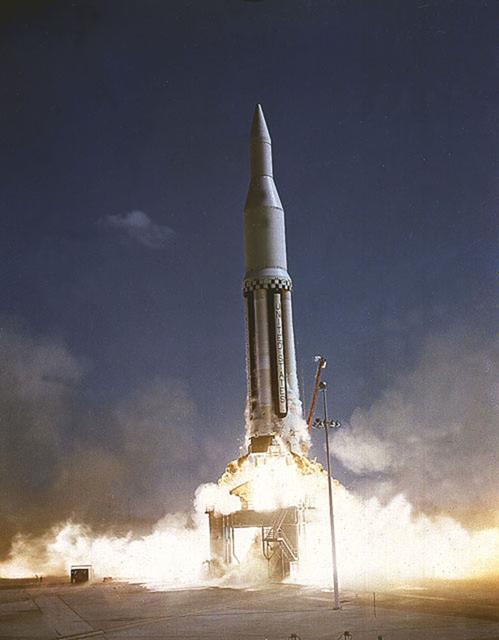 The second flight of the Saturn I vehicle, the SA-2, was successfully launched from Cape Canaveral, Florida on April 15, 1962. This vehicle had a secondary mission. After the first stage shutoff, at a 65-mile altitude, the water-filled upper stage was exploded, dumping 95 tons of water in the upper atmosphere. The resulting massive ice cloud rose to a height of 90 miles. The experiment, called Project Highwater, was intended to investigate the effects on the ionosphere of the sudden release of such a great volume of water.