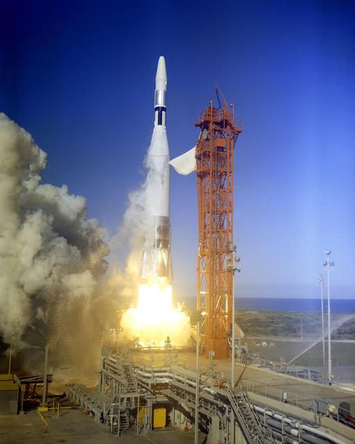 NASA image: LIFTOFF RANGER 3 FROM PAD 12. ATLAS AGENA-2