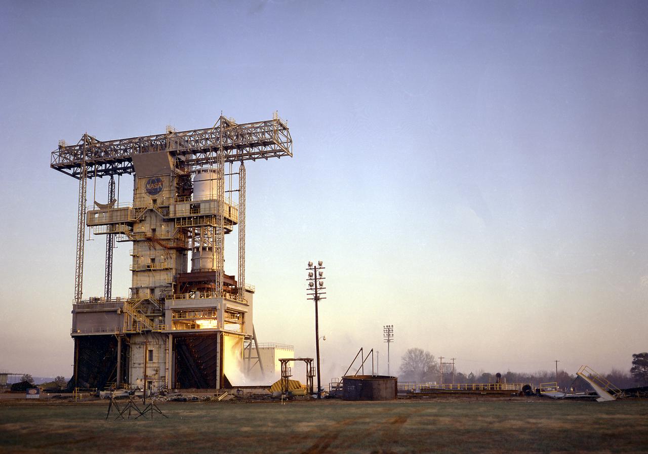 The test laboratory of the Marshall Space Flight Center (MSFC) tested the F-1 engine, the most powerful rocket engine ever fired at MSFC. The engine was tested on the newly modified Saturn IB static test stand that had been used for three years to test the Saturn I eight-engine booster, S-I (first) stage. In 1961, the test stand was modified to permit static firing of the S-I/S-IB stage and the name of the stand was then changed to the S-IB Static Test Stand. Producing a combined thrust of 7,500,000 pounds, five F-1 engines powered the S-IC (first) stage of the Saturn V vehicle for the marned lunar mission.