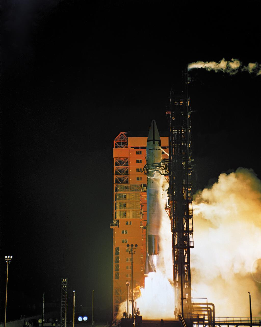 Lift off of Atlas Centaur 9 with Surveyor Mass Model spacecraft.  Pad 36B. Item 1.3-25