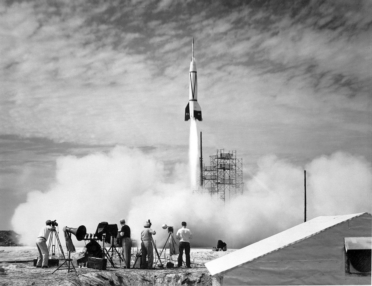 KENNEDY SPACE CENTER, FLA. -- The Bumper V-2 is the first missile launched at Cape Canaveral on July 24, 1950.