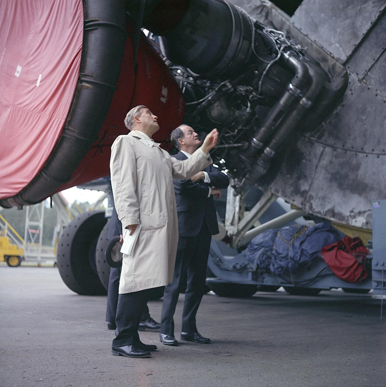 Vice President Hubert Humphrey Dr. von Braun during the Vice President's visit to the Marshall Space Flight Center (MSFC) on May 22, 1967.