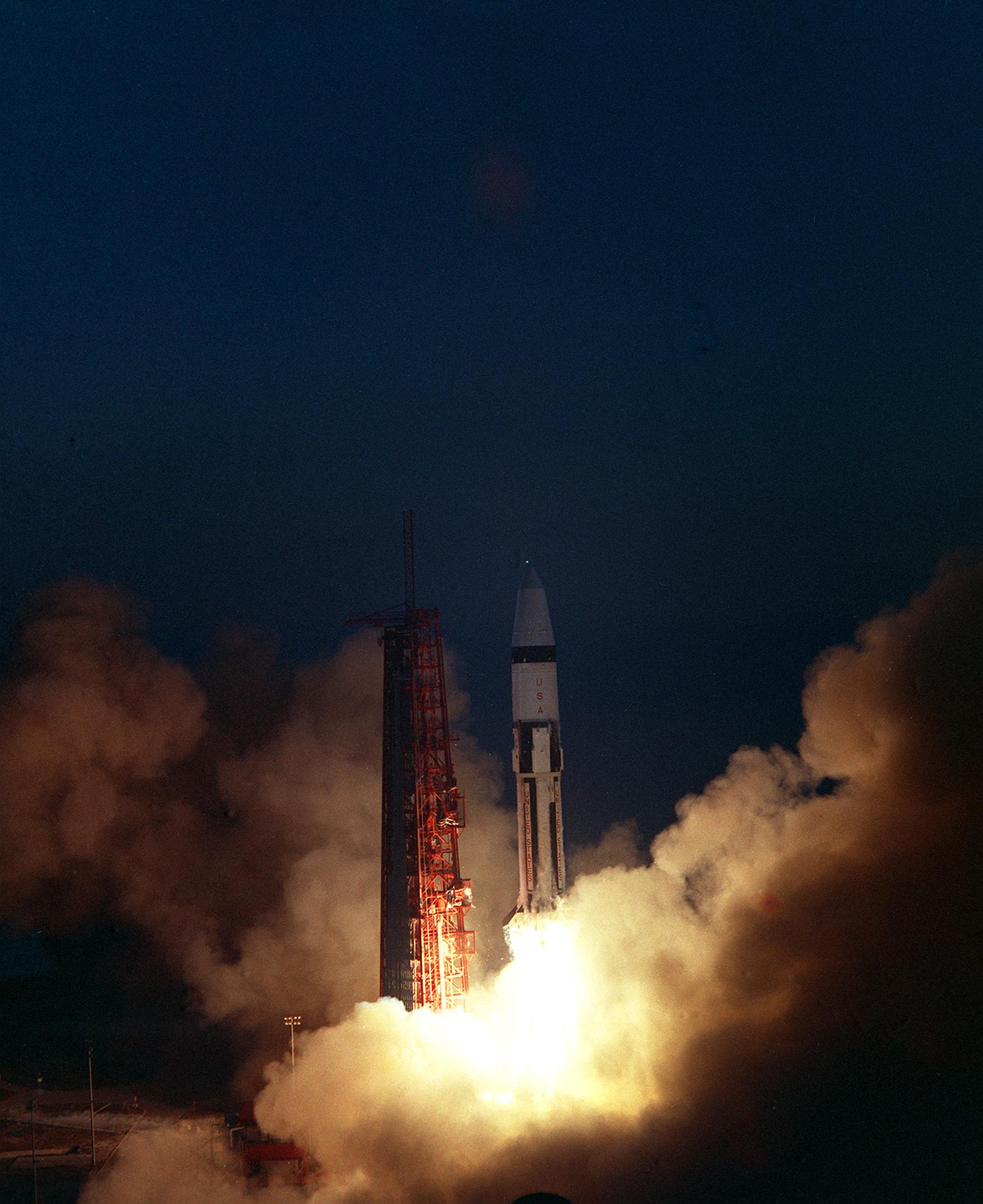 Launch of Apollo 5 at night