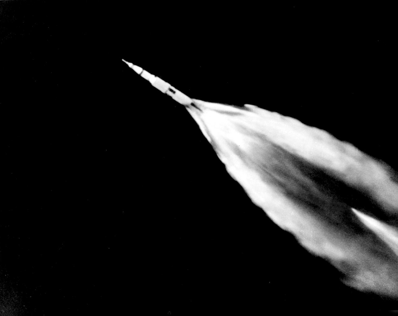The Apollo 11 mission, the first manned lunar mission, launched from the Kennedy Space Center, Florida via the Saturn V launch vehicle on July 16, 1969 and safely returned to Earth on July 24, 1969. Leaving a wide plume of flame as it climbed into the thin atmosphere of high altitude, the 363 foot tall, 6,400,000 pound Saturn V rocket hurled the spacecraft into Earth parking orbit and then placed it on the trajectory to the moon. The Saturn V was developed by the Marshall Space Flight Center (MSFC) under the direction of Dr. Wernher von Braun. Aboard the spacecraft were astronauts Neil A. Armstrong, commander; Michael Collins, Command Module (CM) pilot; and Edwin E. Aldrin Jr., Lunar Module (LM) pilot.  With the success of Apollo 11, the national objective to land men on the Moon and return them safely to Earth had been accomplished. 