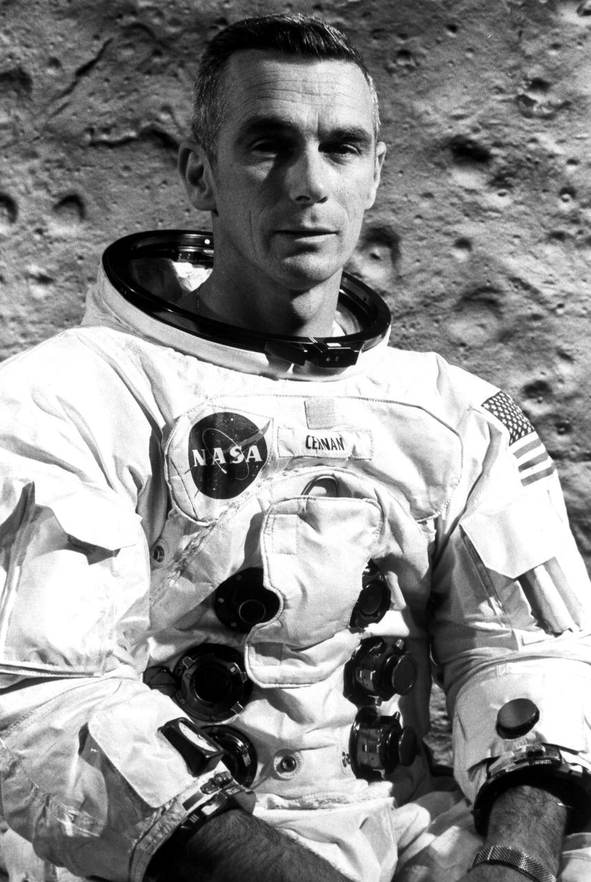 KENNEDY SPACE CENTER, FLA. -- Astronaut Eugene A. Cernan is lunar module pilot for Apollo 10, scheduled for launch from the nation's spaceport on May 18.  Cernan and Apollo 10 Commander Thomas P. Stafford are to detach the lunar module after the spacecraft enters lunar orbit and drop down to within 10 miles of the Moon's pockmarked surface before rejoining John W. Young, command module pilot, orbiting the Moon in the command_service module.  The Apollo 10 mission is a dress rehearsal for a manned lunar landing later this year.