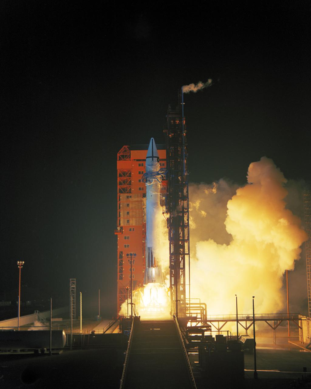 An Atlas-Centaur rocket carrying the Mariner 6 spacecraft lifted off from Cape Kennedy’s Launch Complex 36B at 8:29 P.M. EST, February 24, 1969. The spacecraft’s journey to Mars will span five months, bringing it to within 2,000 miles to help determine whether that planet can support life.
