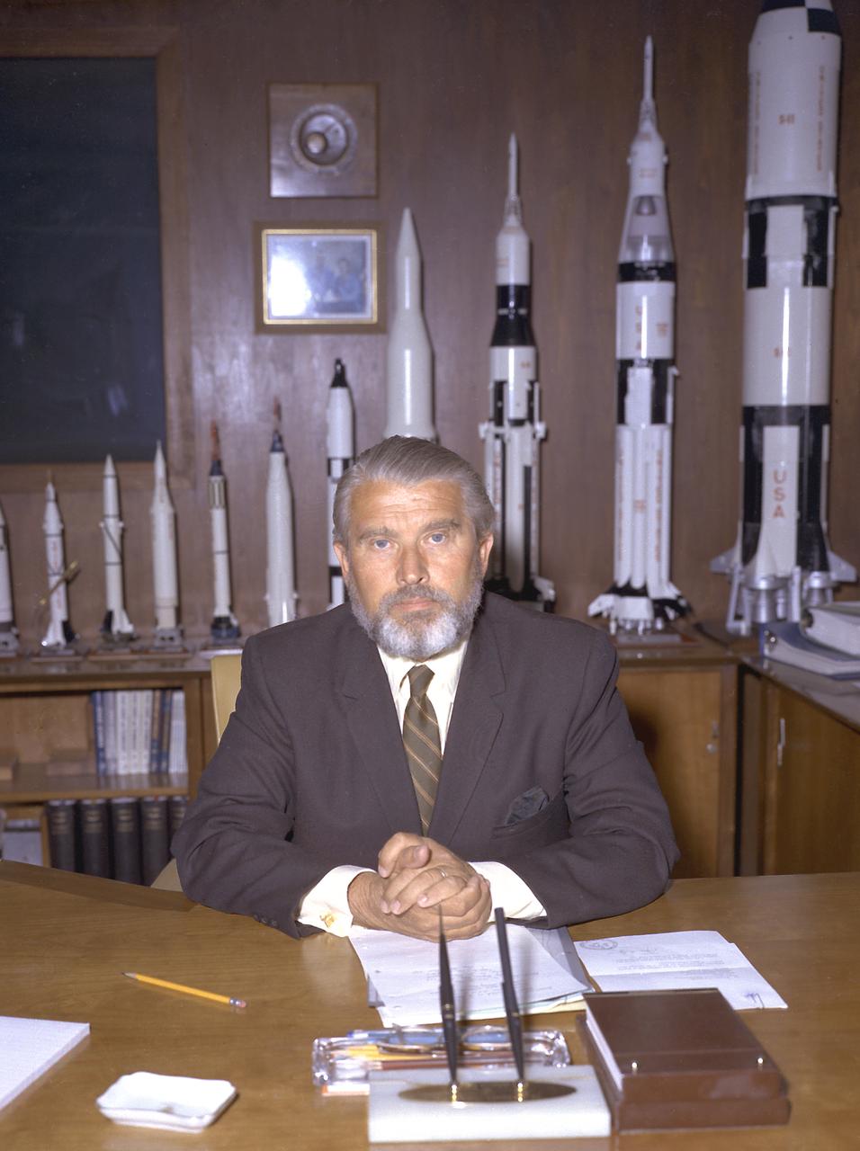 Upon return from a Bahamas vacation, Dr. von Braun pulled a practical joke upon his associates by sporting a beard.