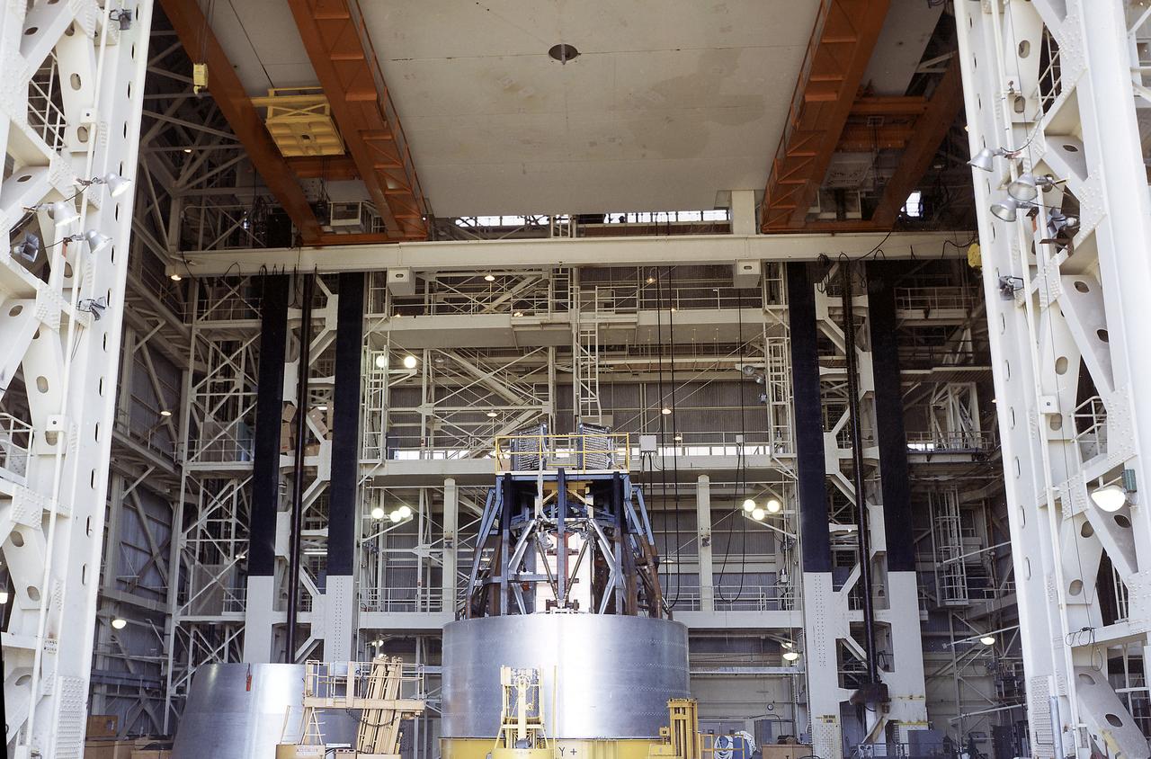 The Apollo Telescope Mount (ATM) was one of four major components of Skylab that were designed and constructed under the management of the Marshall Space Flight Center (MSFC). In this photograph, an ATM is seen sitting inside the MSFC's Structural Load Test Arnex where the main structural elements were simulated under launch conditions. 