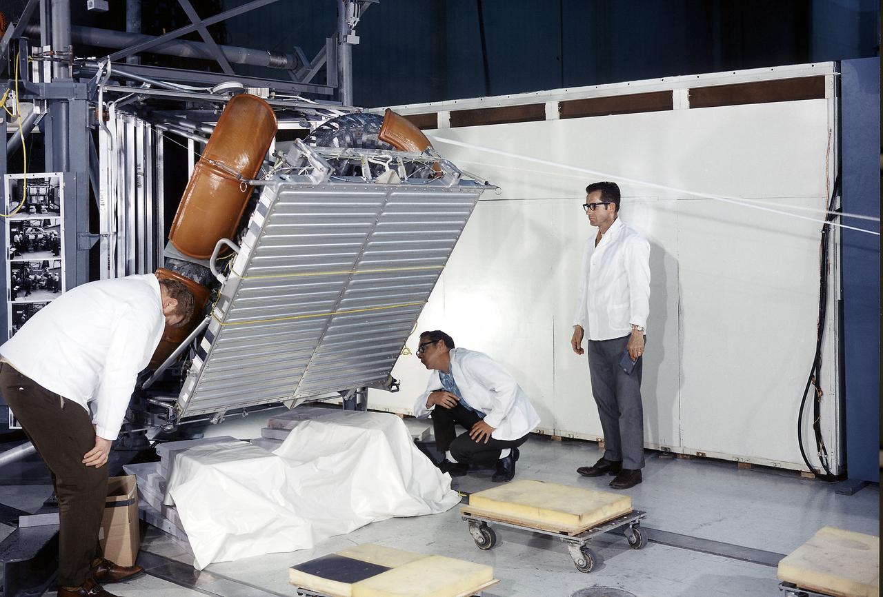 This photograph was taken during a deployment simulation of the Lunar Roving Vehicle (LRV). The LRV was built to give Apollo astronauts a greater range of mobility during the last three lunar exploration missions; Apollo 15, Apollo 16, and Apollo 17. It was designed and developed by the Marshall Space Flight Center and built by the Boeing Company.
