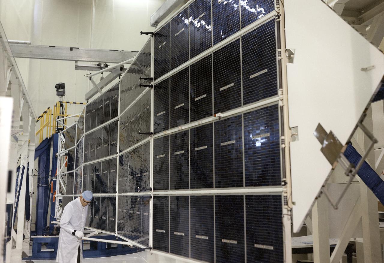 The Apollo Telescope Mount (ATM), one of four major components comprising Skylab, was designed and developed by the Marshall Space Flight Center. Power to operate the ATM's instruments and experiments was collected by four solar arrays, capable of producing up to 1.1 kilowatts of electricity. This is a photograph of the ATM Solar Array flight unit 1 in the deployed position. 