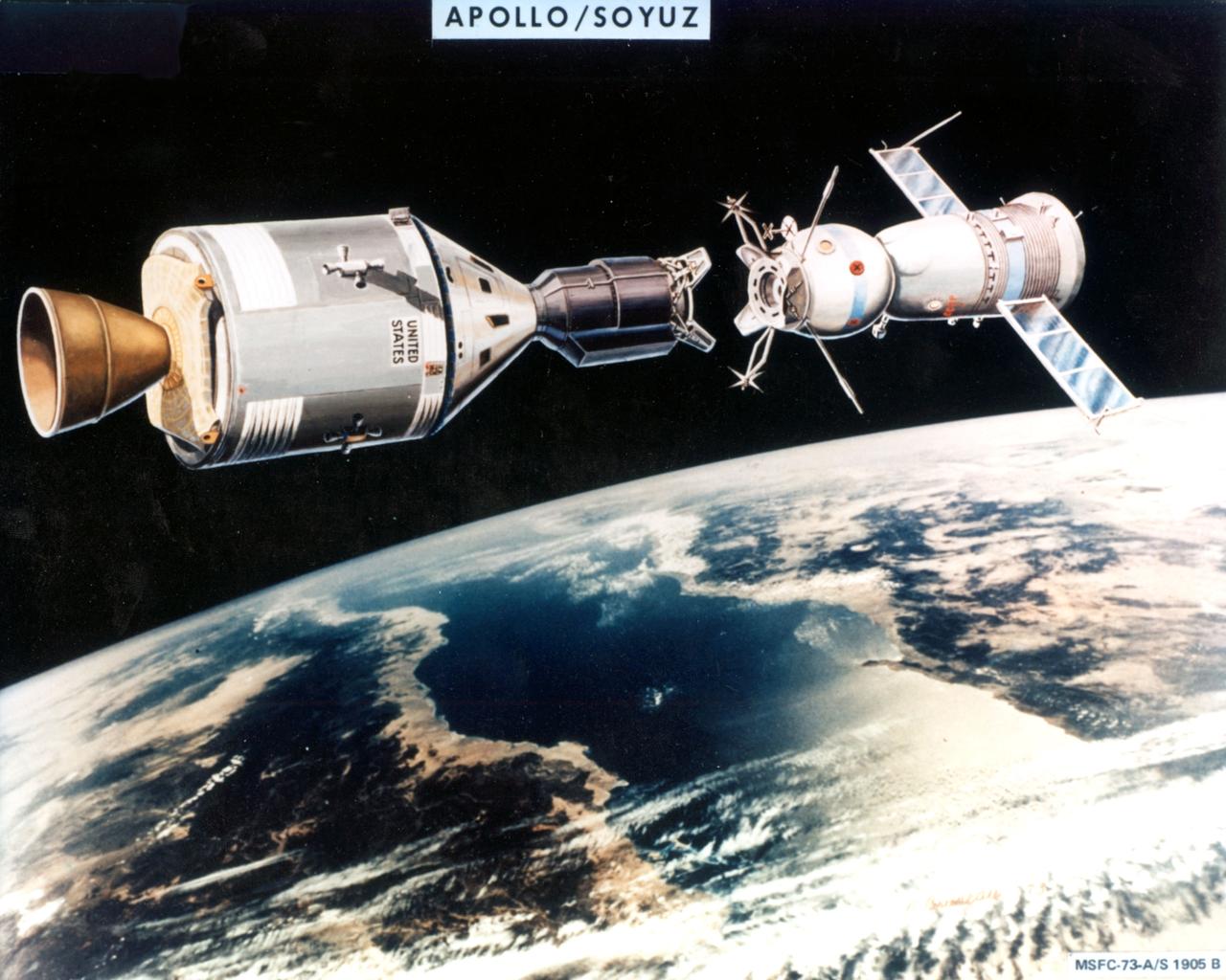 Artist concept of Apollo Soyuz