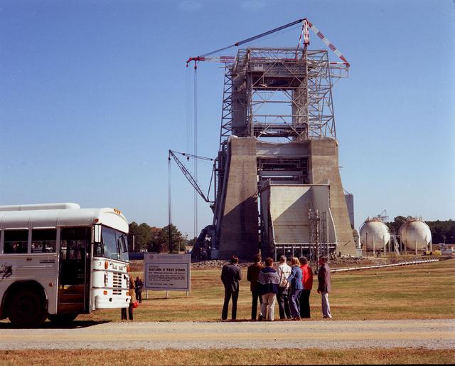 Constructed in 1964, the S-IC Static Test Stand was designed to develop and test the first stage (S-IC) of the Saturn V launch vehicle. In the 1974 the test stand was modified to test the liquid hydrogen tank on the Space Shuttle External Tank. The facility was again modified in 1986 and its name was changed to the Advanced Engine Test Facility. These modifications were made to accommodate the Technology Test Bed engine which is a derivative of the Space Shuttle Main Engine.