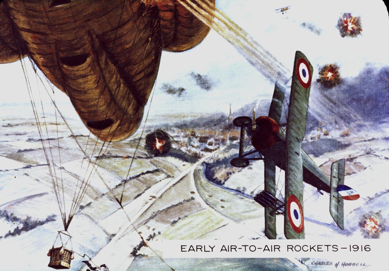 World War I enlisted rockets once again for military purposes. French pilots rigged rockets to the wing struts of their airplanes and aimed them at enemy observation balloons filled with highly inflammable hydrogen.