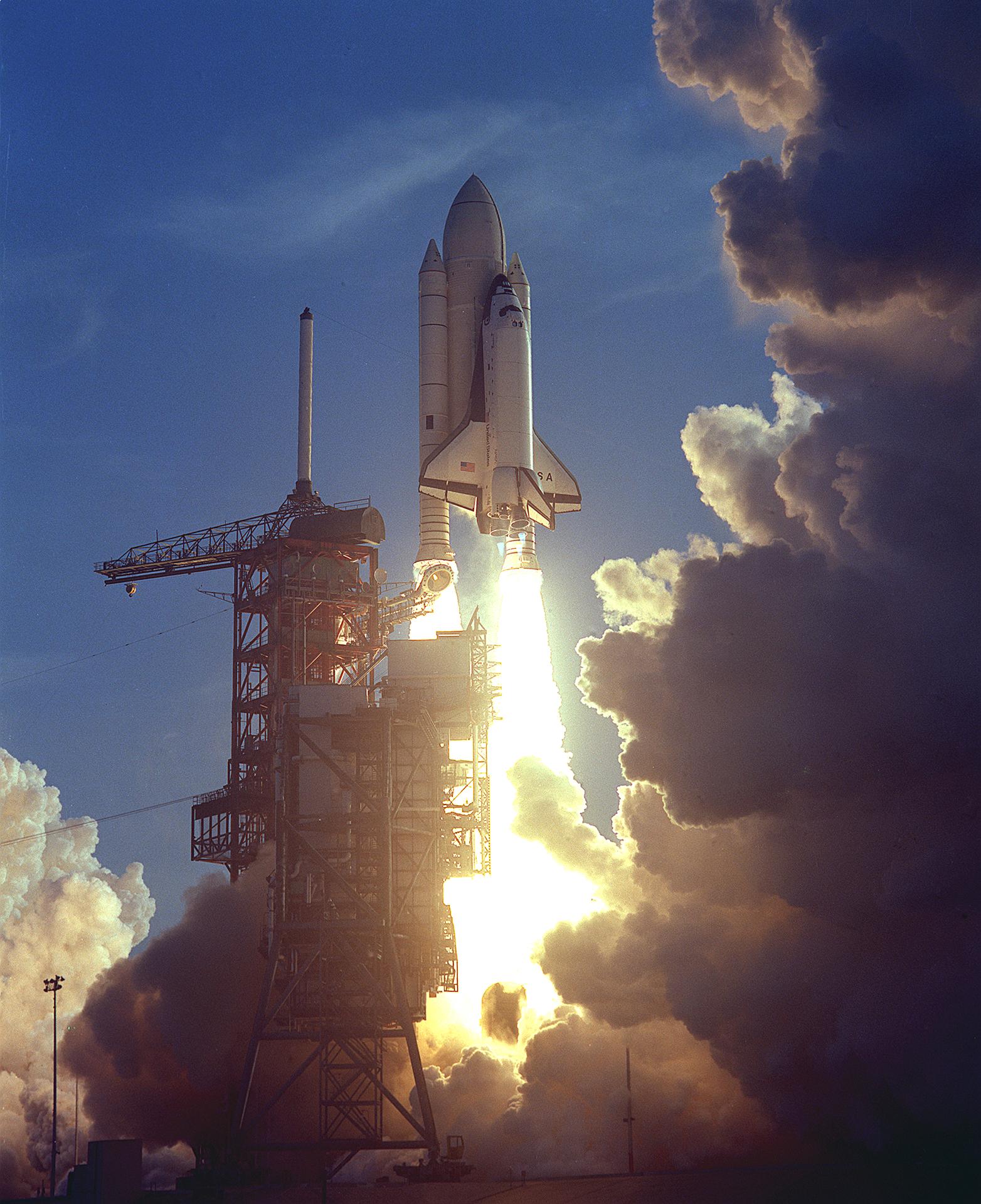 Launch of the first shuttle mission in 1981