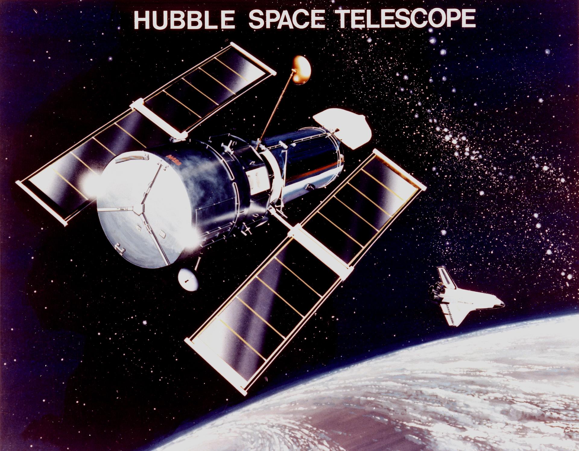 Artistic representation of the Hubble Space Telescope orbiting Earth