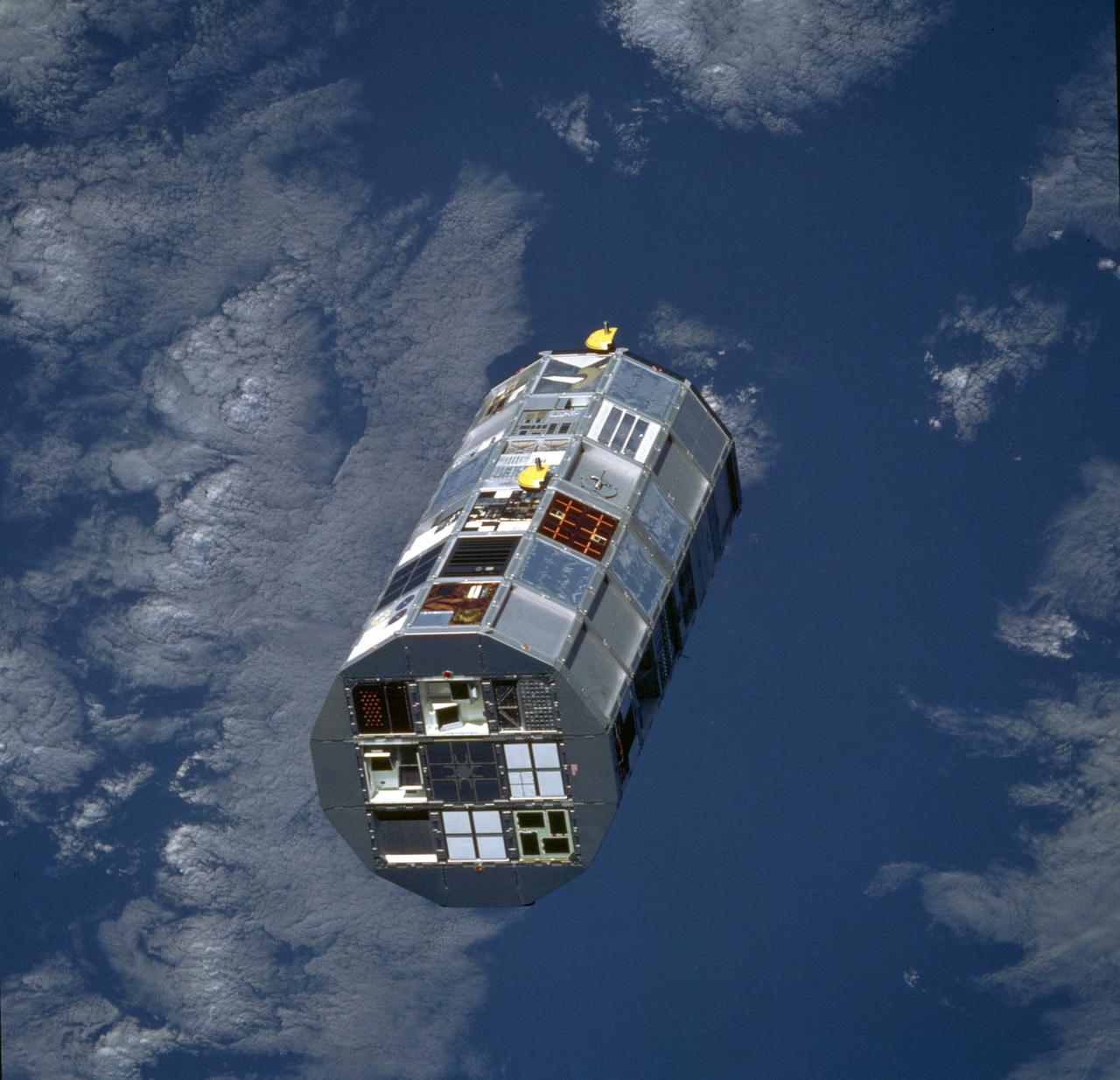 The Long Duration Exposure Facility (LDEF) was designed by the Marshall Space Flight Center (MSFC) to test the performance of spacecraft materials, components, and systems that have been exposed to the environment of micrometeoroids and space debris for an extended period of time. The LDEF proved invaluable to the development of future spacecraft and the International Space Station (ISS). The LDEF carried 57 science and technology experiments, the work of more than 200 investigators. MSFC`s experiments included: Trapped Proton Energy Determination to determine protons trapped in the Earth's magnetic field and the impact of radiation particles; Linear Energy Transfer Spectrum Measurement Experiment which measures the linear energy transfer spectrum behind different shielding configurations; Atomic oxygen-Simulated Out-gassing, an experiment that exposes thermal control surfaces to atomic oxygen to measure the damaging out-gassed products; Thermal Control Surfaces Experiment to determine the effects of the near-Earth orbital environment and the shuttle induced environment on spacecraft thermal control surfaces; Transverse Flat-Plate Heat Pipe Experiment, to evaluate the zero-gravity performance of a number of transverse flat plate heat pipe modules and their ability to transport large quantities of heat; Solar Array Materials Passive LDEF Experiment to examine the effects of space on mechanical, electrical, and optical properties of lightweight solar array materials; and the Effects of Solar Radiation on Glasses. Launched aboard the Space Shuttle Orbiter Challenger's STS-41C mission April 6, 1984, the LDEF remained in orbit for five years until January 1990 when it was retrieved by the Space Shuttle Orbiter Columbia STS-32 mission and brought back to Earth for close examination and analysis.