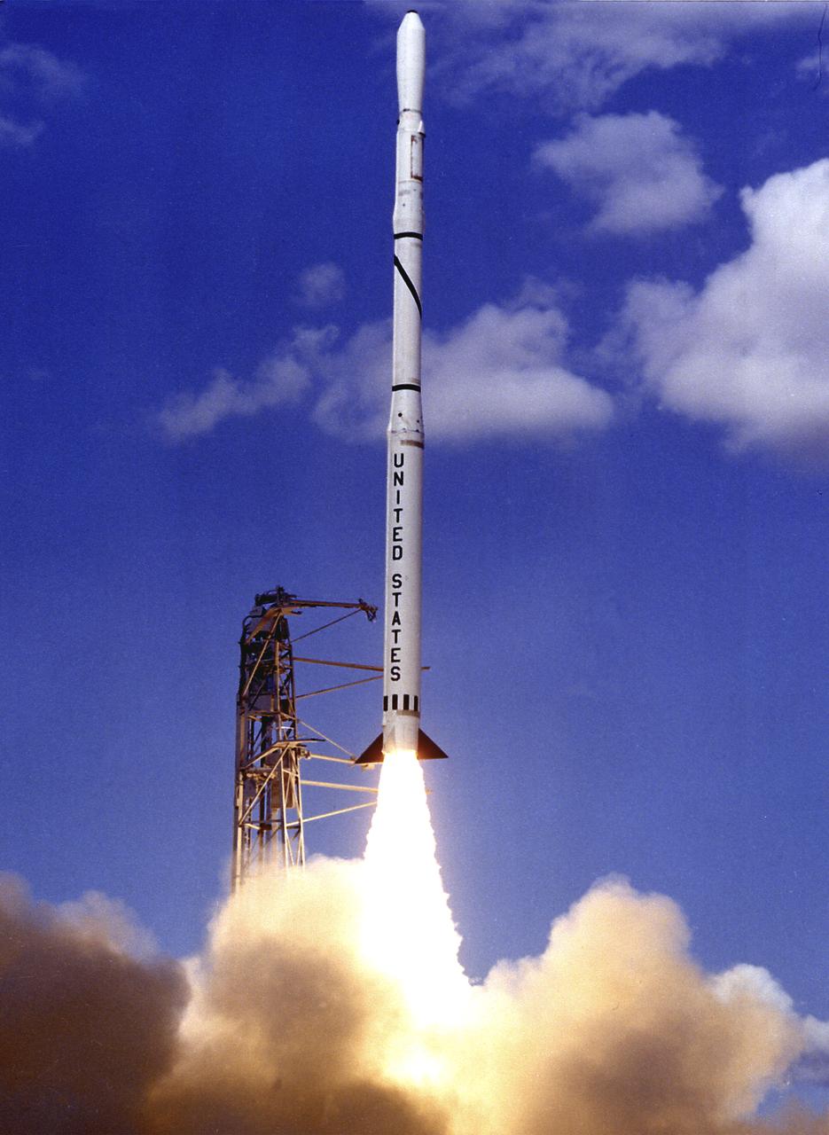 The launch of the Scout launch vehicle at the Wallops Flight Facility, VA